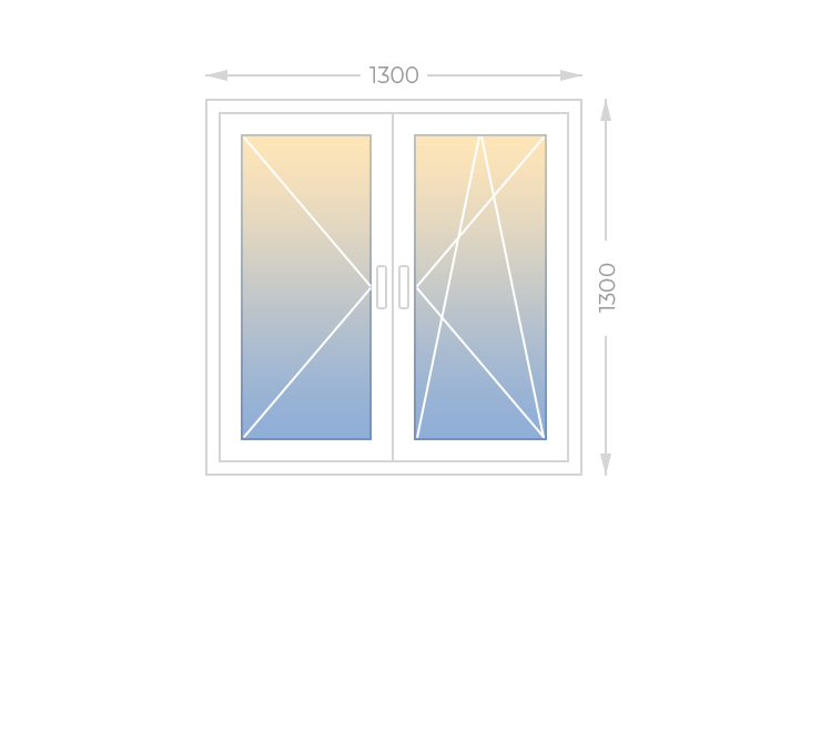 Двухстворчатое окно с поворотной и поворотно-откидной створками - фото - 1